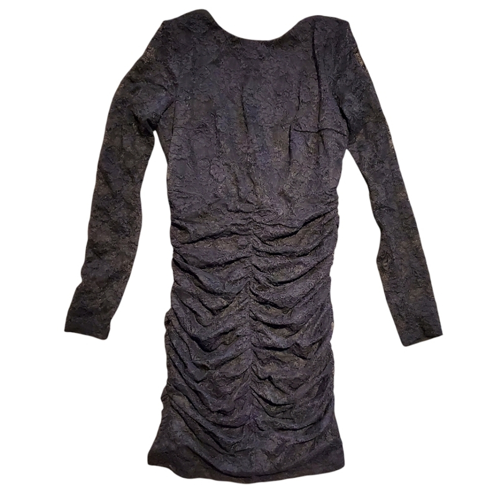 Le Chateau Dress Whimsigoth Fairy Goth Y2K Ruched Sheer Lace Bodycon Open Back